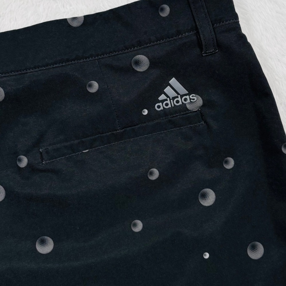 Adidas Golf Shorts Men 36 Black Golf Ball Print Stretch Performance Activewear